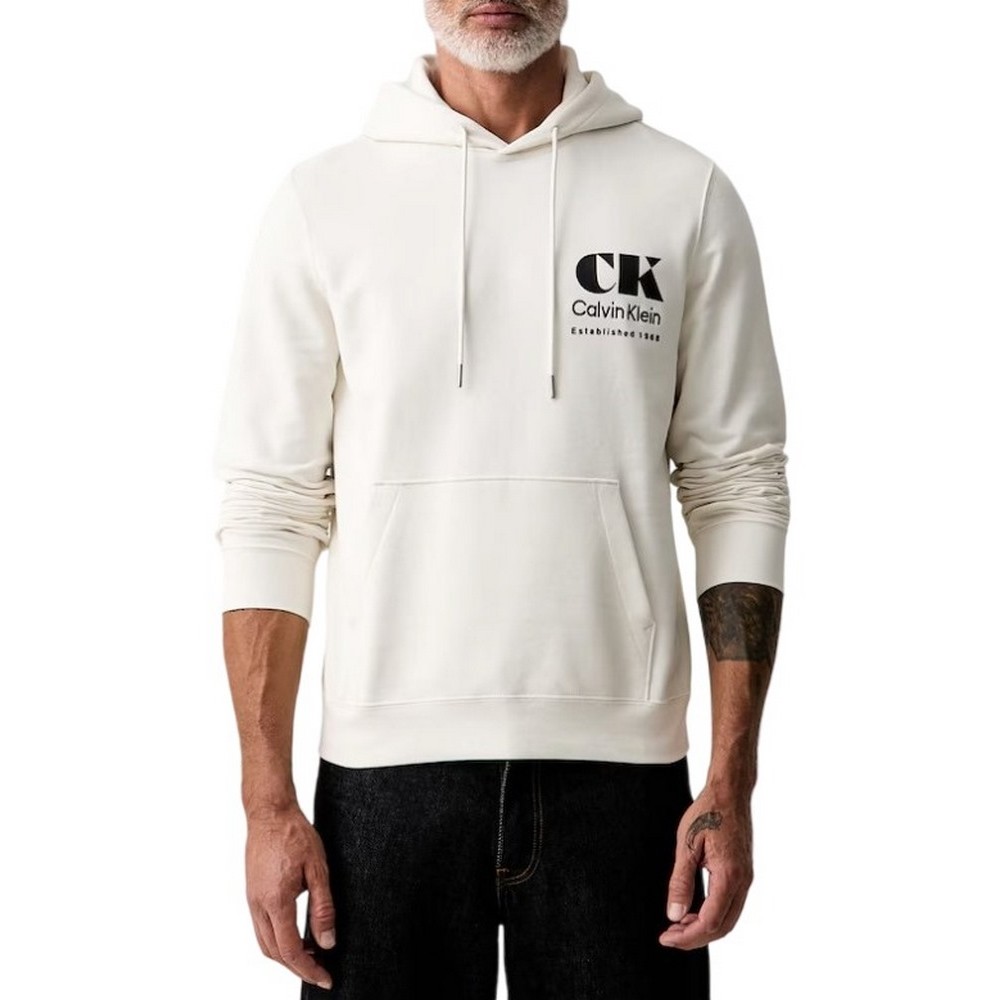 CALVIN KLEIN 350TERRY EU BO ΜΠΛΟΥΖΑ ΦΟΥΤΕΡ ΑΝΔΡΙΚΗ OFF WHITE
