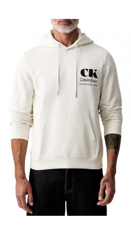 CALVIN KLEIN 350TERRY EU BO ΜΠΛΟΥΖΑ ΦΟΥΤΕΡ ΑΝΔΡΙΚΗ OFF WHITE