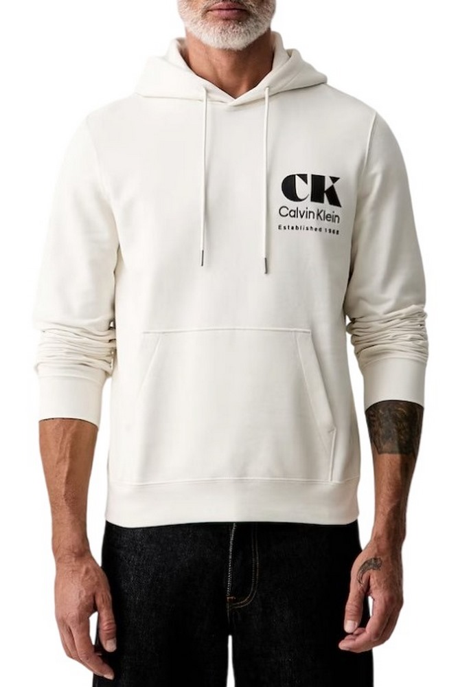 CALVIN KLEIN 350TERRY EU BO ΜΠΛΟΥΖΑ ΦΟΥΤΕΡ ΑΝΔΡΙΚΗ OFF WHITE