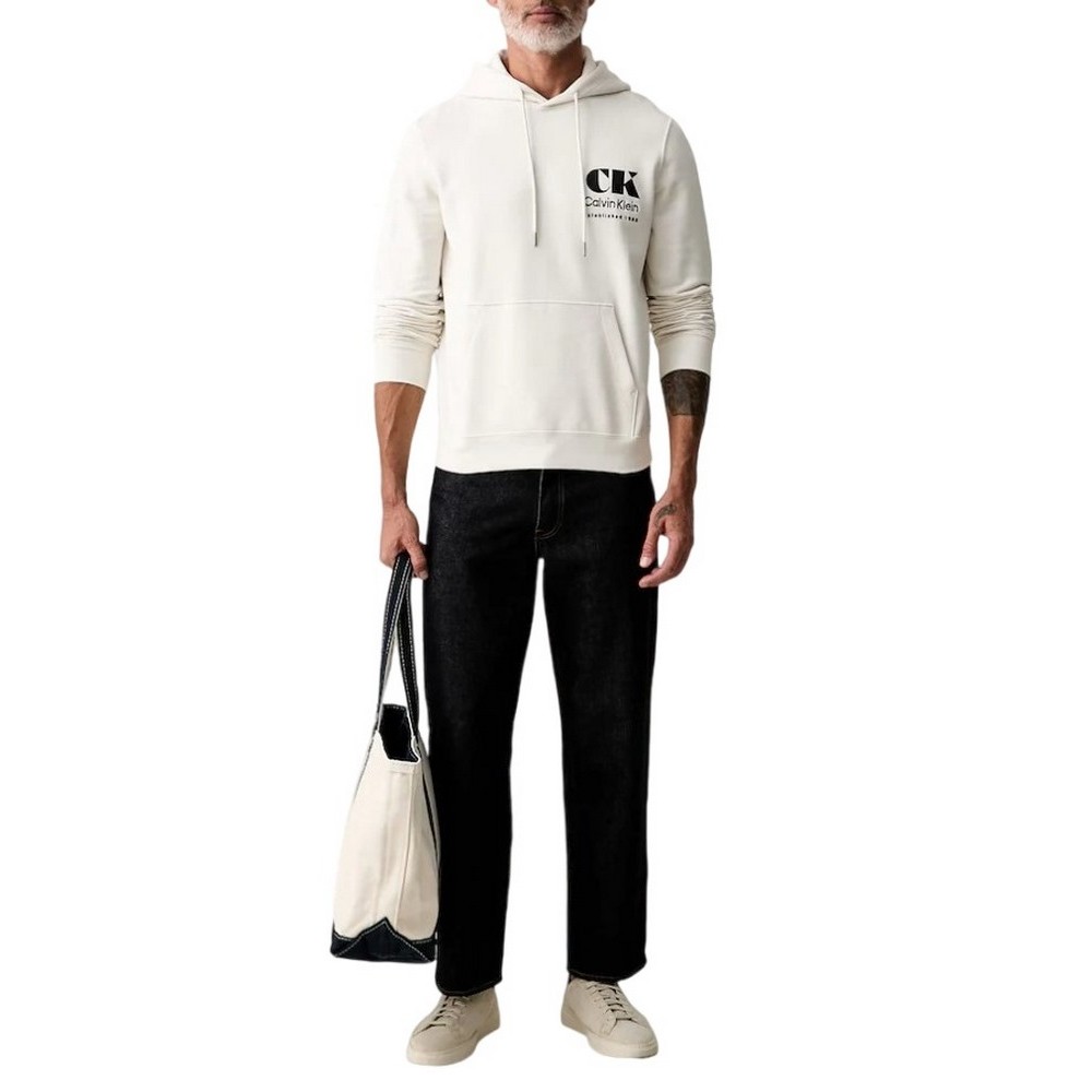 CALVIN KLEIN 350TERRY EU BO ΜΠΛΟΥΖΑ ΦΟΥΤΕΡ ΑΝΔΡΙΚΗ OFF WHITE