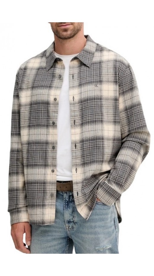 CALVIN KLEIN JEANS LS BRUSHED PLAID EASY SHIRT ΠΟΥΚΑΜΙΣΟ ΑΝΔΡΙΚΟ BLACK