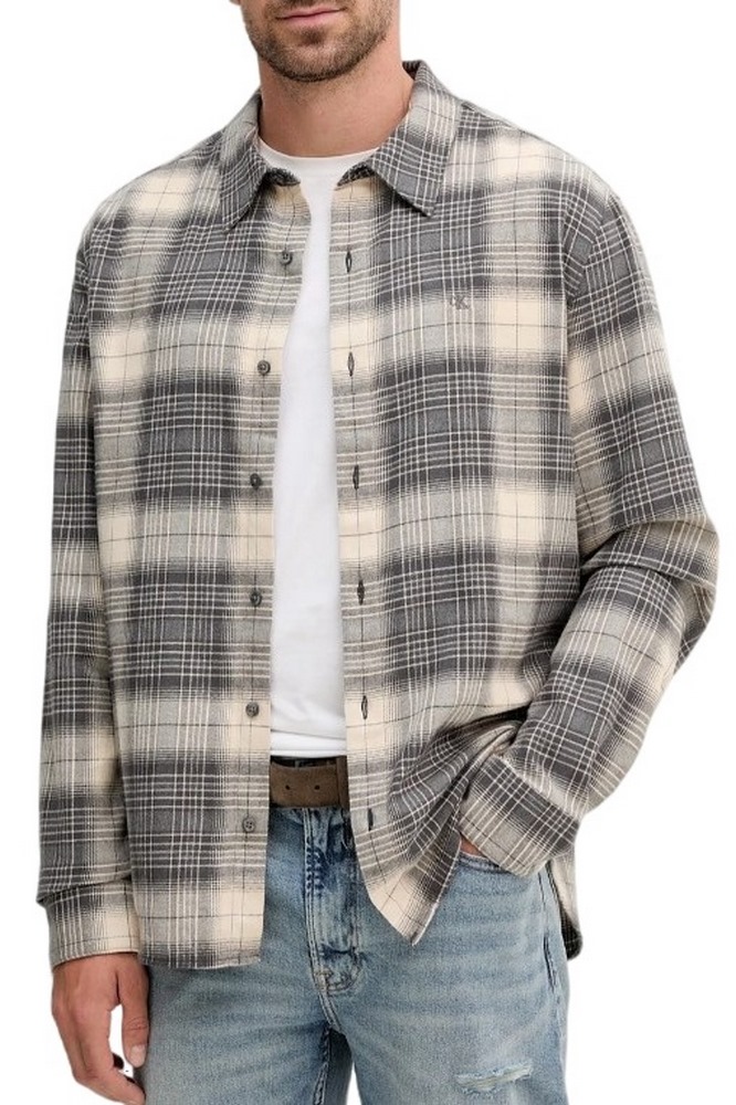 CALVIN KLEIN JEANS LS BRUSHED PLAID EASY SHIRT ΠΟΥΚΑΜΙΣΟ ΑΝΔΡΙΚΟ BLACK