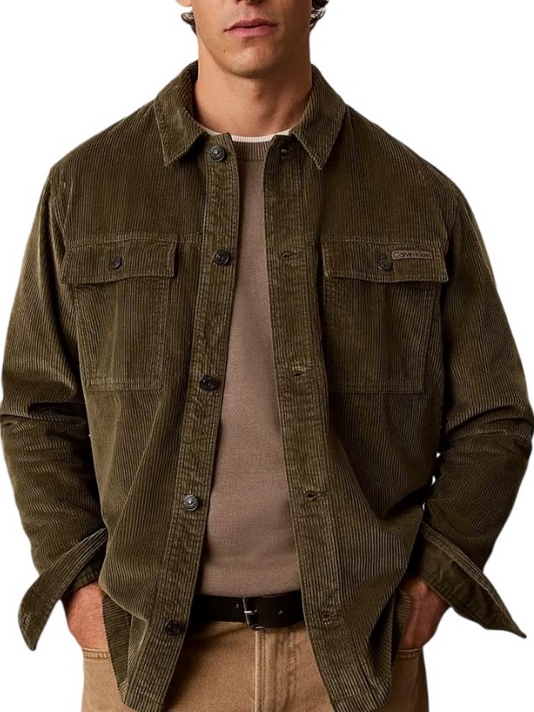 CALVIN KLEIN JEANS CORDUROY EASY OVERSHIRT ΠΟΥΚΑΜΙΣΟ ΑΝΔΡΙΚΟ OLIVE
