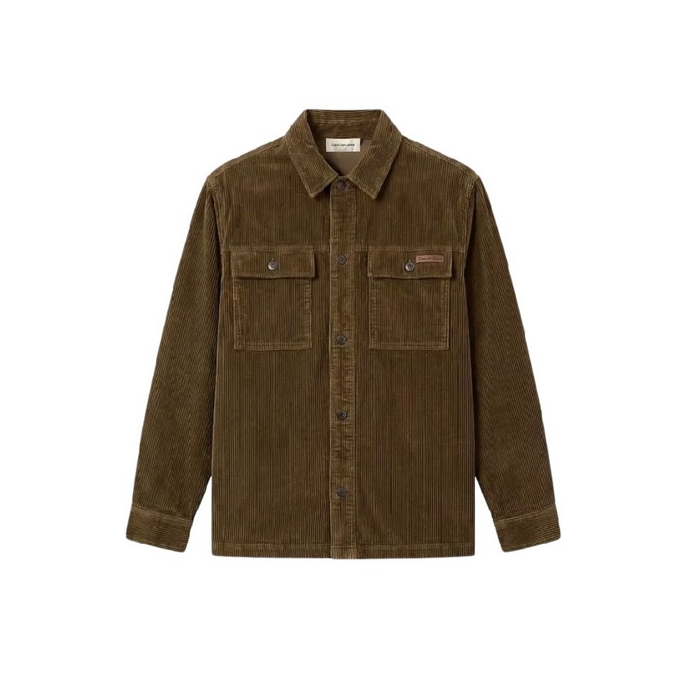 CALVIN KLEIN JEANS CORDUROY EASY OVERSHIRT ΠΟΥΚΑΜΙΣΟ ΑΝΔΡΙΚΟ OLIVE