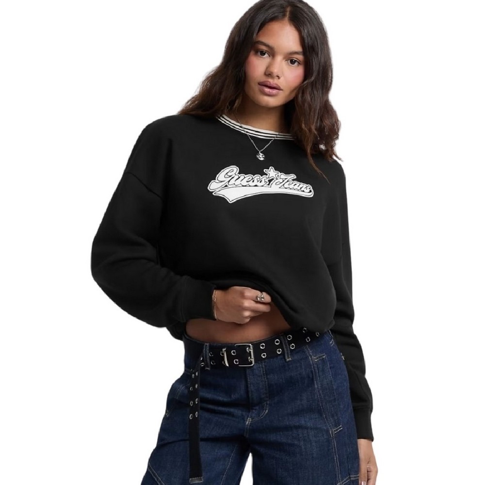 GUESS JEANS CN OS PUFF STAR SWEAT ΦΟΥΤΕΡ ΜΠΛΟΥΖΑ ΓΥΝΑΙΚΕΙΑ BLACK
