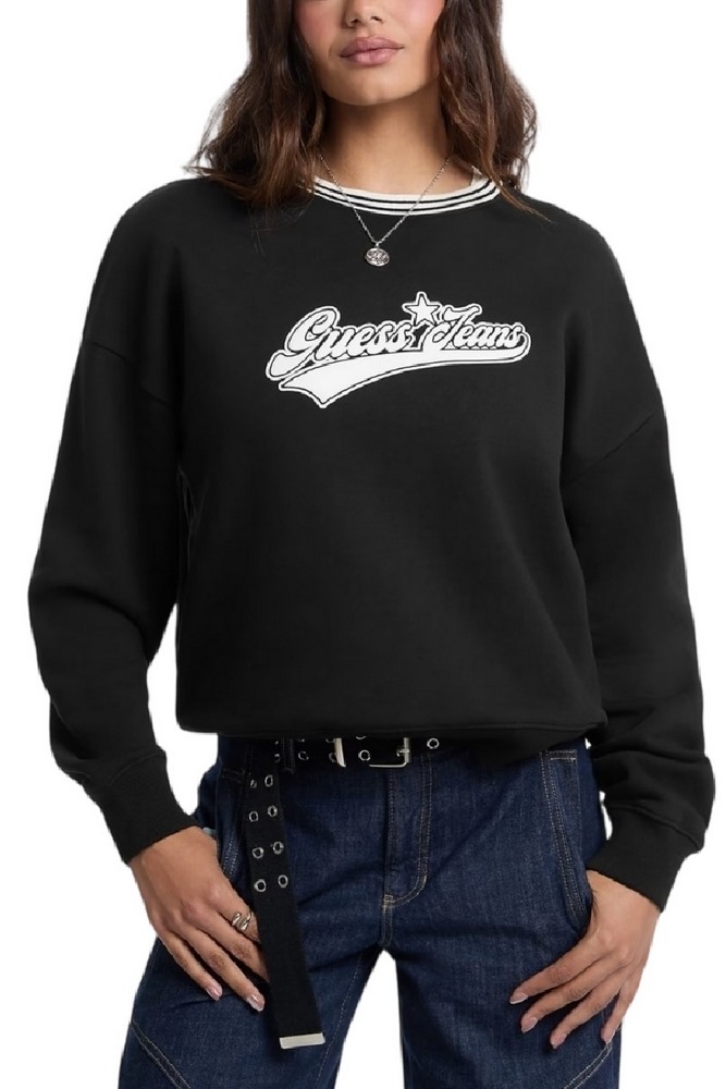 GUESS JEANS CN OS PUFF STAR SWEAT ΦΟΥΤΕΡ ΜΠΛΟΥΖΑ ΓΥΝΑΙΚΕΙΑ BLACK