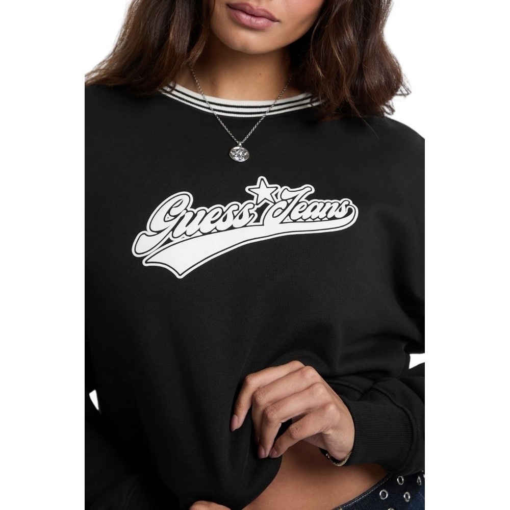 GUESS JEANS CN OS PUFF STAR SWEAT ΦΟΥΤΕΡ ΜΠΛΟΥΖΑ ΓΥΝΑΙΚΕΙΑ BLACK