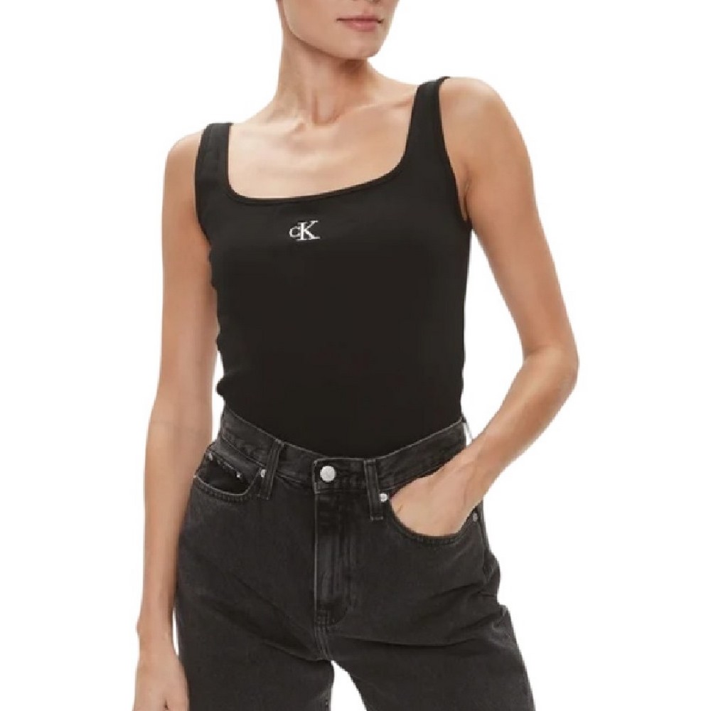 CALVIN KLEIN JEANS RIB TANK TOP ΤΟΠ ΓΥΝΑΙΚΕΙΟ BLACK