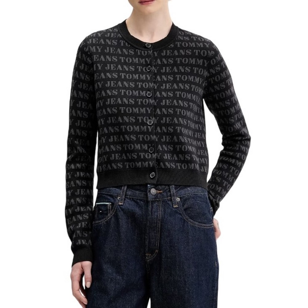 TOMMY JEANS AOP CROP CREW CARDIGAN ΖΑΚΕΤΑ ΓΥΝΑΙΚΕΙΑ BLACK
