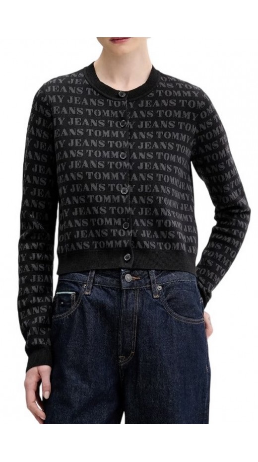 TOMMY JEANS AOP CROP CREW CARDIGAN ΖΑΚΕΤΑ ΓΥΝΑΙΚΕΙΑ BLACK