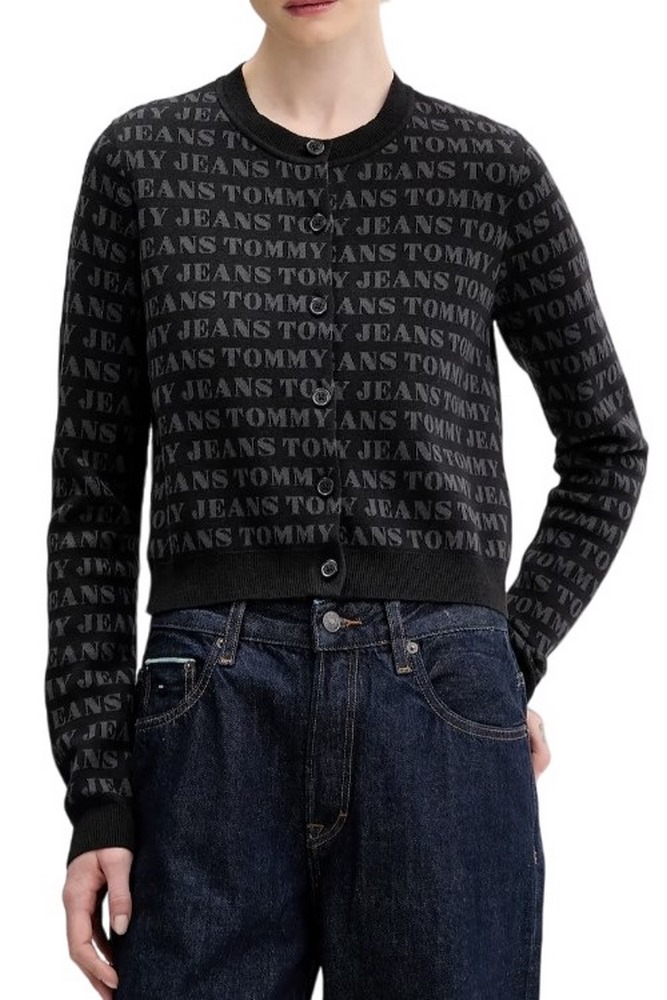 TOMMY JEANS AOP CROP CREW CARDIGAN ΖΑΚΕΤΑ ΓΥΝΑΙΚΕΙΑ BLACK