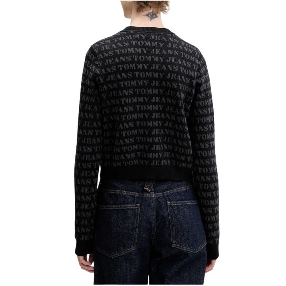 TOMMY JEANS AOP CROP CREW CARDIGAN ΖΑΚΕΤΑ ΓΥΝΑΙΚΕΙΑ BLACK