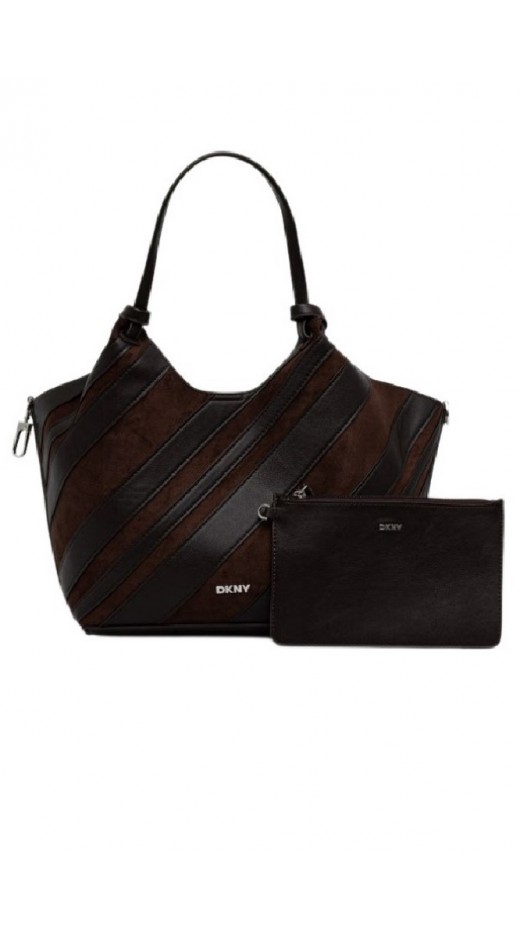 DKNY PAULA TOTE HANDBAG ΤΣΑΝΤΑ ΓΥΝΑΙΚΕΙΑ DARK BROWN