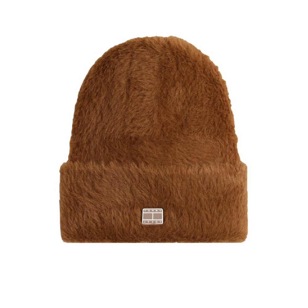 TOMMY JEANS HERITAGE FLUFFY BEANIE ΣΚΟΥΦΟΣ ΓΥΝΑΙΚΕΙΟΣ BROWN