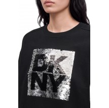 DKNY RHINESTONE BIG LOGO SWEATSHIRT ΜΠΛΟΥΖΑ ΦΟΥΤΕΡ ΓΥΝΑΙΚΕΙΑ BLACK