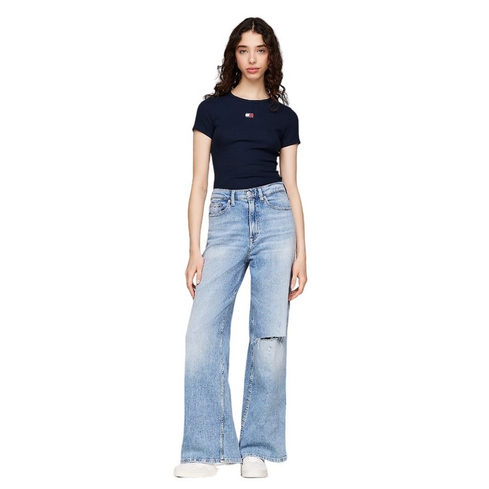 TOMMY JEANS SLIM BADGE RIB TEE T-SHIRT ΜΠΛΟΥΖΑ ΓΥΝΑΙΚΕΙΑ NAVY