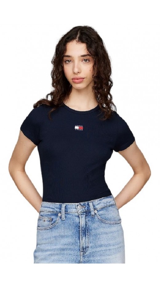 TOMMY HILFIGER TJW SLIM BADGE RIB TEE T-SHIRT ΜΠΛΟΥΖΑ ΓΥΝΑΙΚΕΙΑ NAVY