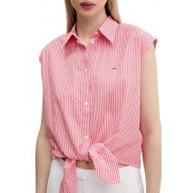 TOMMY JEANS POPLIN FRONT KNOT SHIRT ΠΟΥΚΑΜΙΣΟ ΓΥΝΑΙΚΕΙΟ RED