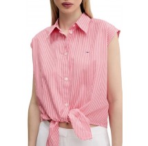 TOMMY JEANS POPLIN FRONT KNOT SHIRT ΠΟΥΚΑΜΙΣΟ ΓΥΝΑΙΚΕΙΟ RED