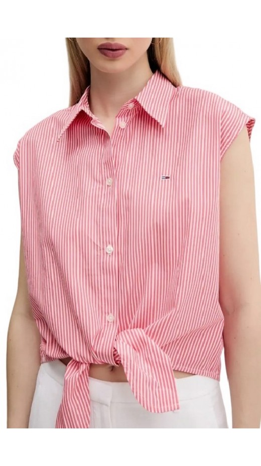 TOMMY JEANS POPLIN FRONT KNOT SHIRT ΠΟΥΚΑΜΙΣΟ ΓΥΝΑΙΚΕΙΟ RED