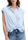TOMMY JEANS POPLIN FRONT KNOT SHIRT ΠΟΥΚΑΜΙΣΟ ΓΥΝΑΙΚΕΙΟ BLUE