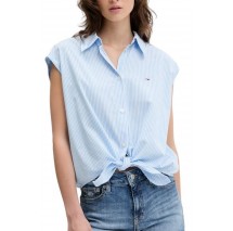 TOMMY JEANS POPLIN FRONT KNOT SHIRT ΠΟΥΚΑΜΙΣΟ ΓΥΝΑΙΚΕΙΟ BLUE