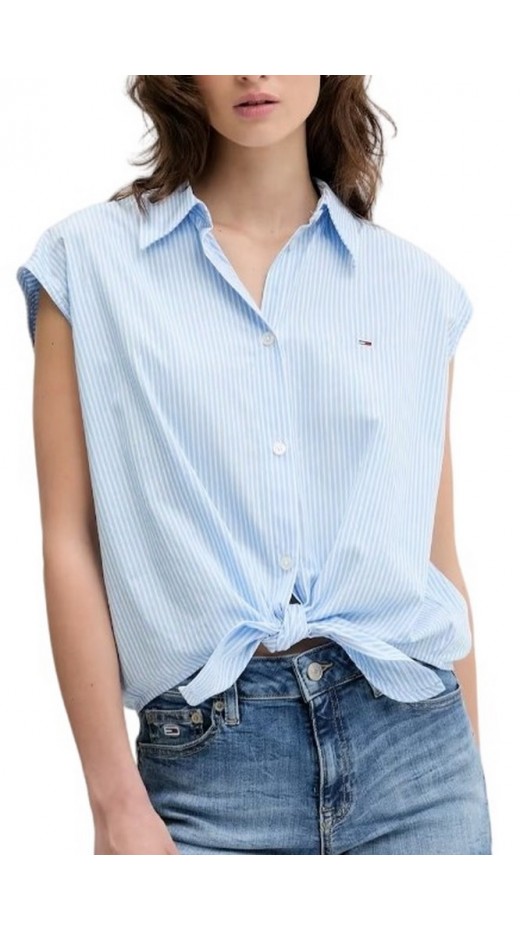 TOMMY JEANS POPLIN FRONT KNOT SHIRT ΠΟΥΚΑΜΙΣΟ ΓΥΝΑΙΚΕΙΟ BLUE
