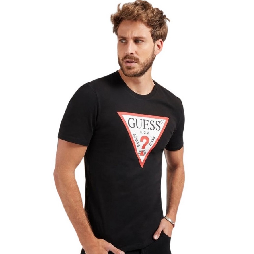 GUESS CN SS ORIGINAL LOGO TEE T-SHIRT ΑΝΔΡΙΚΟ BLACK