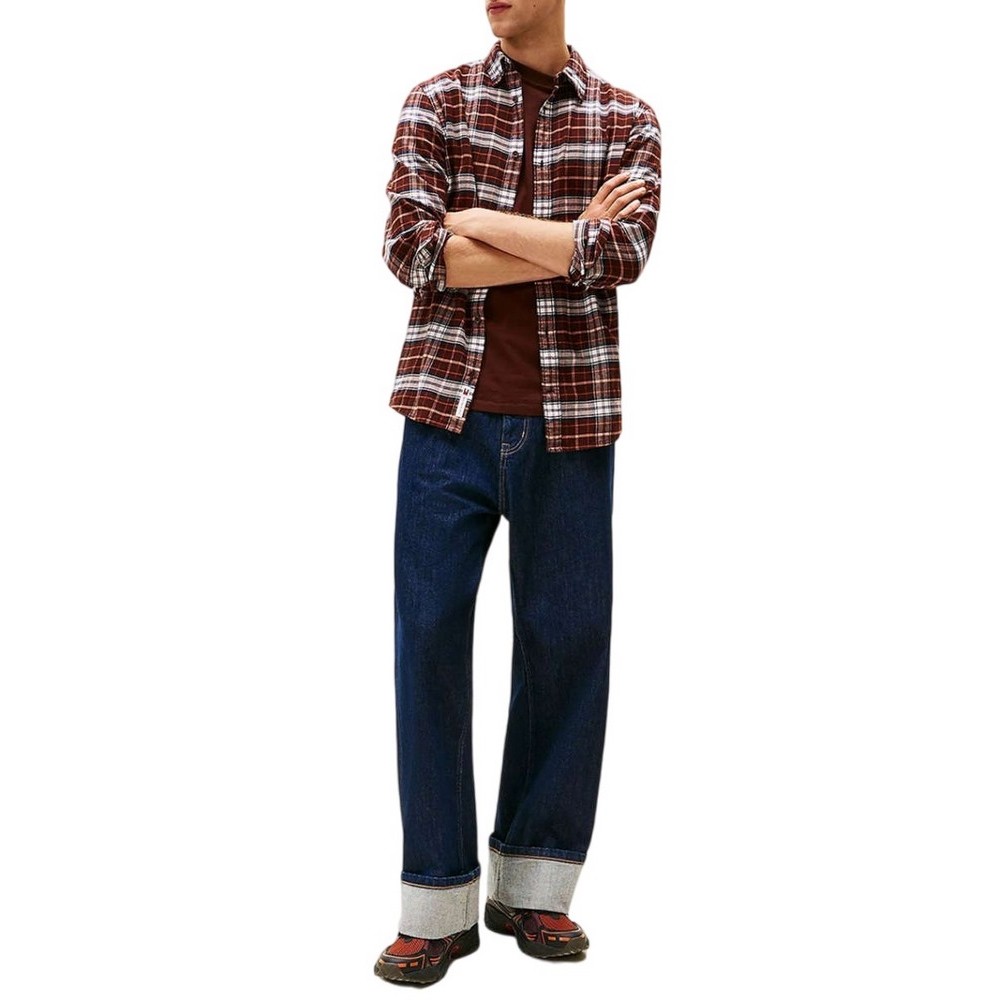 TOMMY JEANS REG FLANNEL CHECK SHIRT EXT ΠΟΥΚΑΜΙΣΟ ΑΝΔΡΙΚΟ BROWN