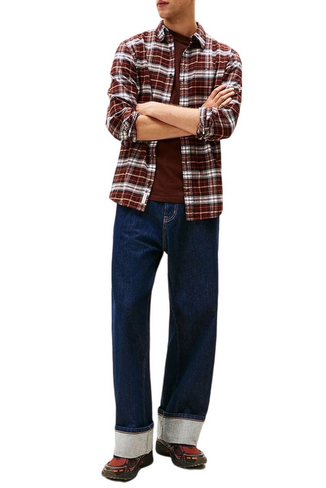 TOMMY JEANS REG FLANNEL CHECK SHIRT EXT ΠΟΥΚΑΜΙΣΟ ΑΝΔΡΙΚΟ BROWN