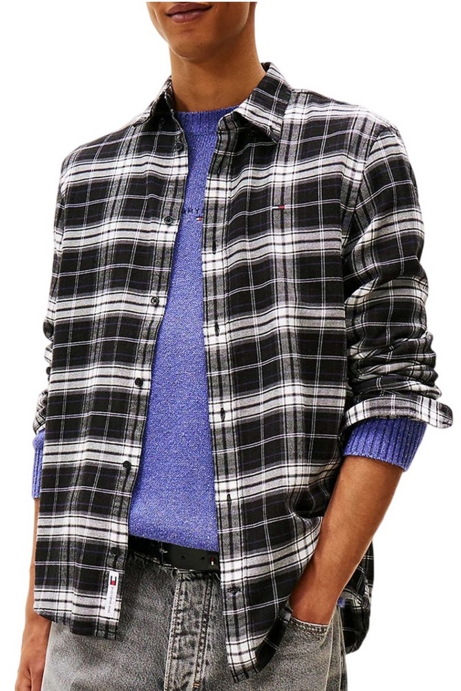 TOMMY JEANS REG FLANNEL CHECK SHIRT EXT ΠΟΥΚΑΜΙΣΟ ΑΝΔΡΙΚΟ BLACK
