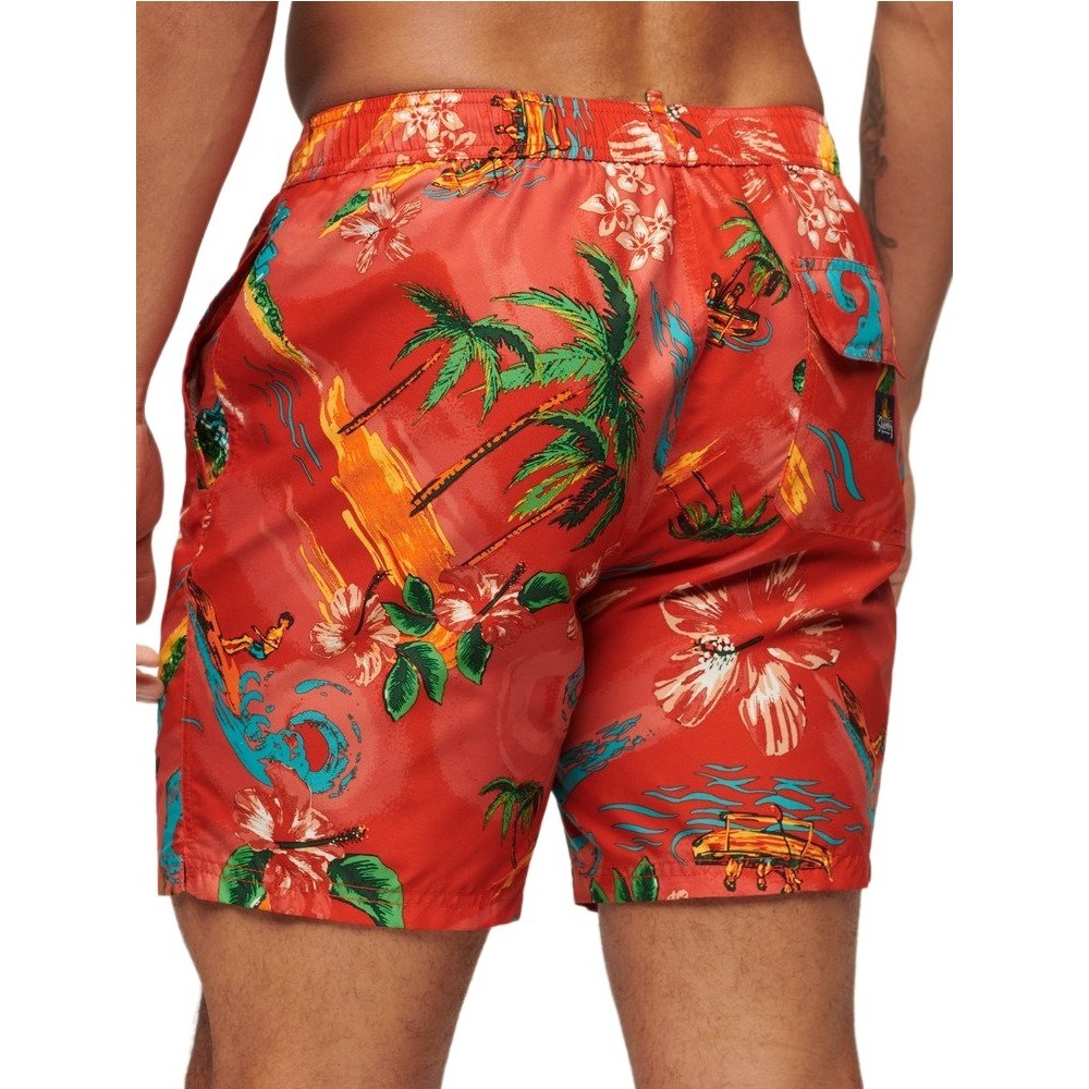 SUPERDRY HAWAIIAN PRINT 17" SWIM SHORT ΜΑΓΙΟ ΑΝΔΡΙΚΟ RED