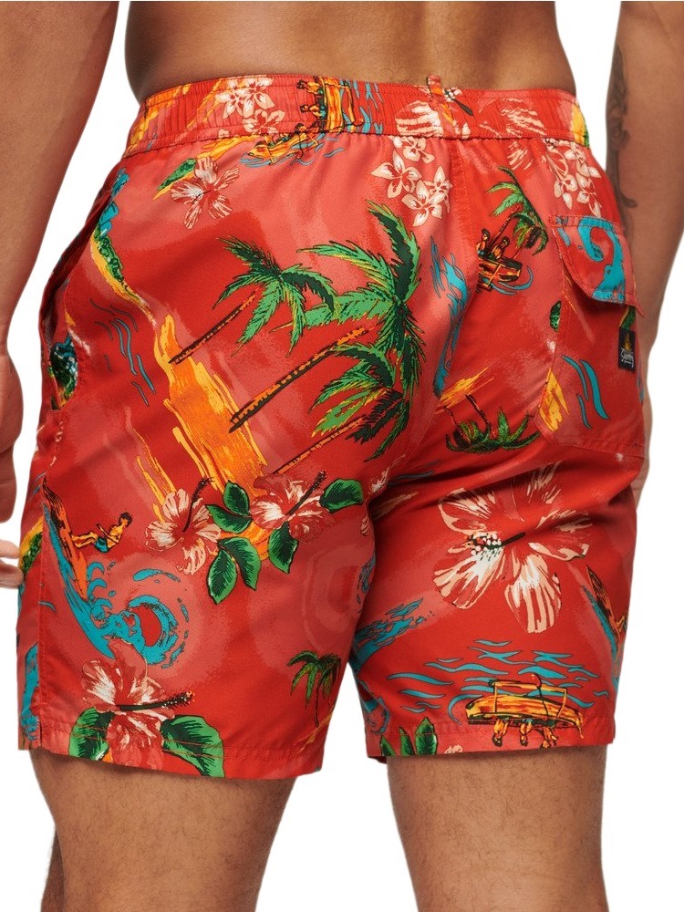 SUPERDRY HAWAIIAN PRINT 17" SWIM SHORT ΜΑΓΙΟ ΑΝΔΡΙΚΟ RED