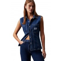 CALVIN KLEIN JEANS SLEEVELESS LEAN DENIM SHIRT ΠΟΥΚΑΜΙΣΟ ΓΥΝΑΙΚΕΙΟ BLUΕ DENIM
