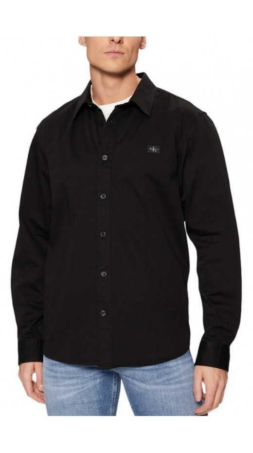 CALVIN KLEIN JEANS WOVEN LABEL SHIRT ΠΟΥΚΑΜΙΣΟ ΑΝΔΡΙΚΟ BLACK