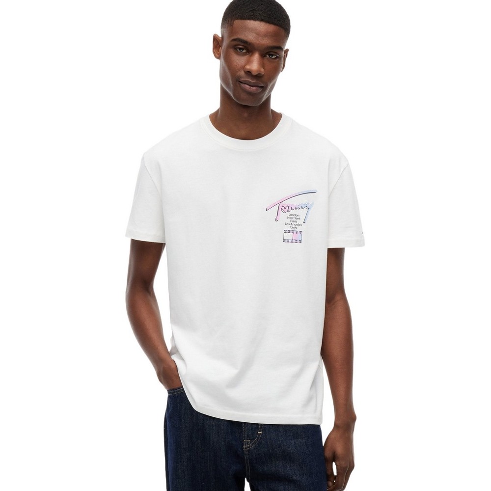 TOMMY JEANS REG CITY SIGN EXT T-SHIRT ΜΠΛΟΥΖΑ ΑΝΔΡΙΚΗ ECRU