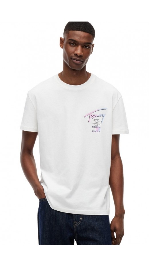 TOMMY JEANS REG CITY SIGN EXT T-SHIRT ΜΠΛΟΥΖΑ ΑΝΔΡΙΚΗ ECRU