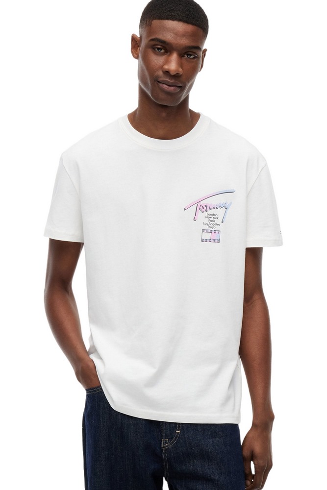 TOMMY JEANS REG CITY SIGN EXT T-SHIRT ΜΠΛΟΥΖΑ ΑΝΔΡΙΚΗ ECRU