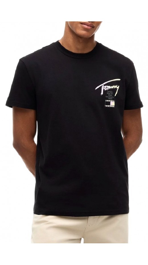TOMMY JEANS REG CITY SIGN EXT T-SHIRT ΜΠΛΟΥΖΑ ΑΝΔΡΙΚΗ BLACK