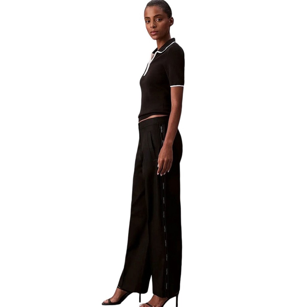 CALVIN KLEIN JEANS COTTON TWILL AOP LOGO STRIPE PAN ΠΑΝΤΕΛΟΝΙ ΓΥΝΑΙΚΕΙΟ BLACK