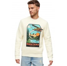 SUPERDRY D3 OVIN TRAVEL POSTCARD GRAPHIC CREW ΜΠΛΟΥΖΑ ΦΟΥΤΕΡ ΑΝΔΡΙΚΗ OFF WHITE