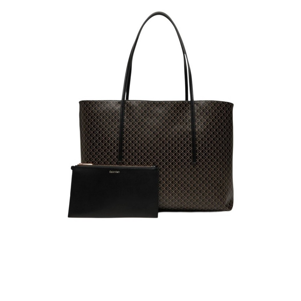 CALVIN KLEIN AOP TOTE W/ POUCH ON STRAP ΤΣΑΝΤΑ ΓΥΝΑΙΚΕΙΑ BLACK