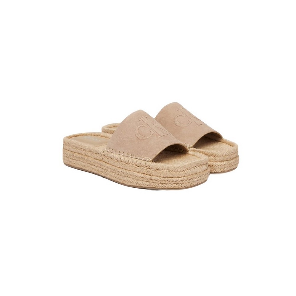 CALVIN KLEIN FLATF ESPA MULE NUB MG ΠΑΝΤΟΦΛΑ ΓΥΝΑΙΚΕΙΑ TAUPE