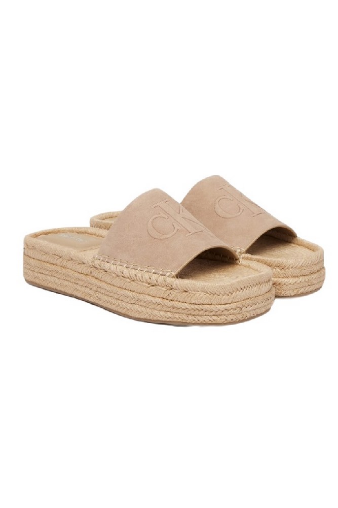 CALVIN KLEIN FLATF ESPA MULE NUB MG ΠΑΝΤΟΦΛΑ ΓΥΝΑΙΚΕΙΑ TAUPE