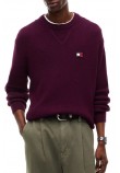 TOMMY JEANS REG WOOL MIX SWEATER ΜΠΛΟΥΖΑ ΠΛΕΚΤΗ ΑΝΔΡΙΚΗ BERRY