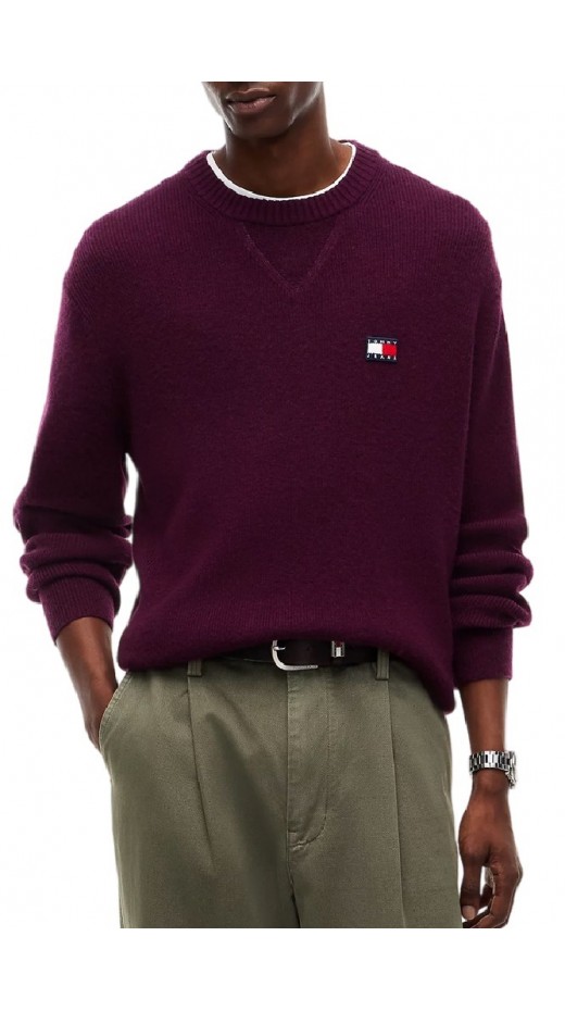 TOMMY JEANS REG WOOL MIX SWEATER ΜΠΛΟΥΖΑ ΠΛΕΚΤΗ ΑΝΔΡΙΚΗ BERRY