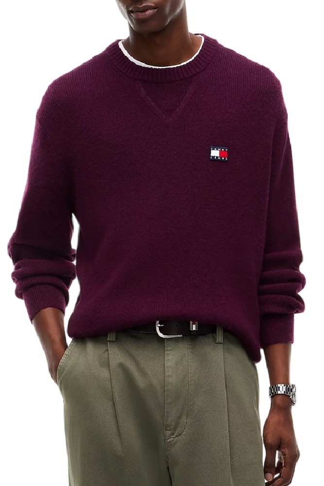 TOMMY JEANS REG WOOL MIX SWEATER ΜΠΛΟΥΖΑ ΠΛΕΚΤΗ ΑΝΔΡΙΚΗ BERRY