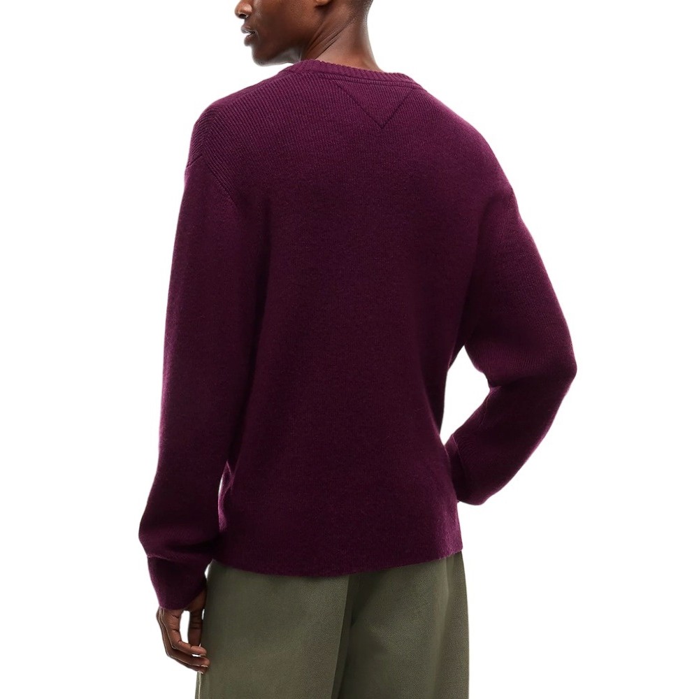 TOMMY JEANS REG WOOL MIX SWEATER ΜΠΛΟΥΖΑ ΠΛΕΚΤΗ ΑΝΔΡΙΚΗ BERRY