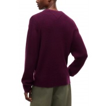 TOMMY JEANS REG WOOL MIX SWEATER ΜΠΛΟΥΖΑ ΠΛΕΚΤΗ ΑΝΔΡΙΚΗ BERRY