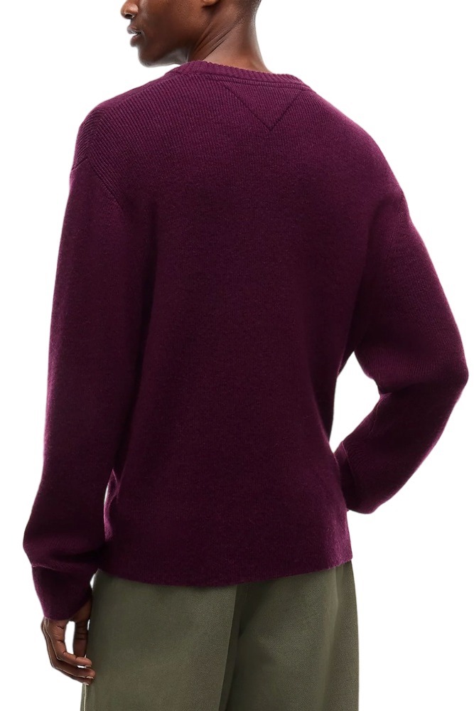 TOMMY JEANS REG WOOL MIX SWEATER ΜΠΛΟΥΖΑ ΠΛΕΚΤΗ ΑΝΔΡΙΚΗ BERRY